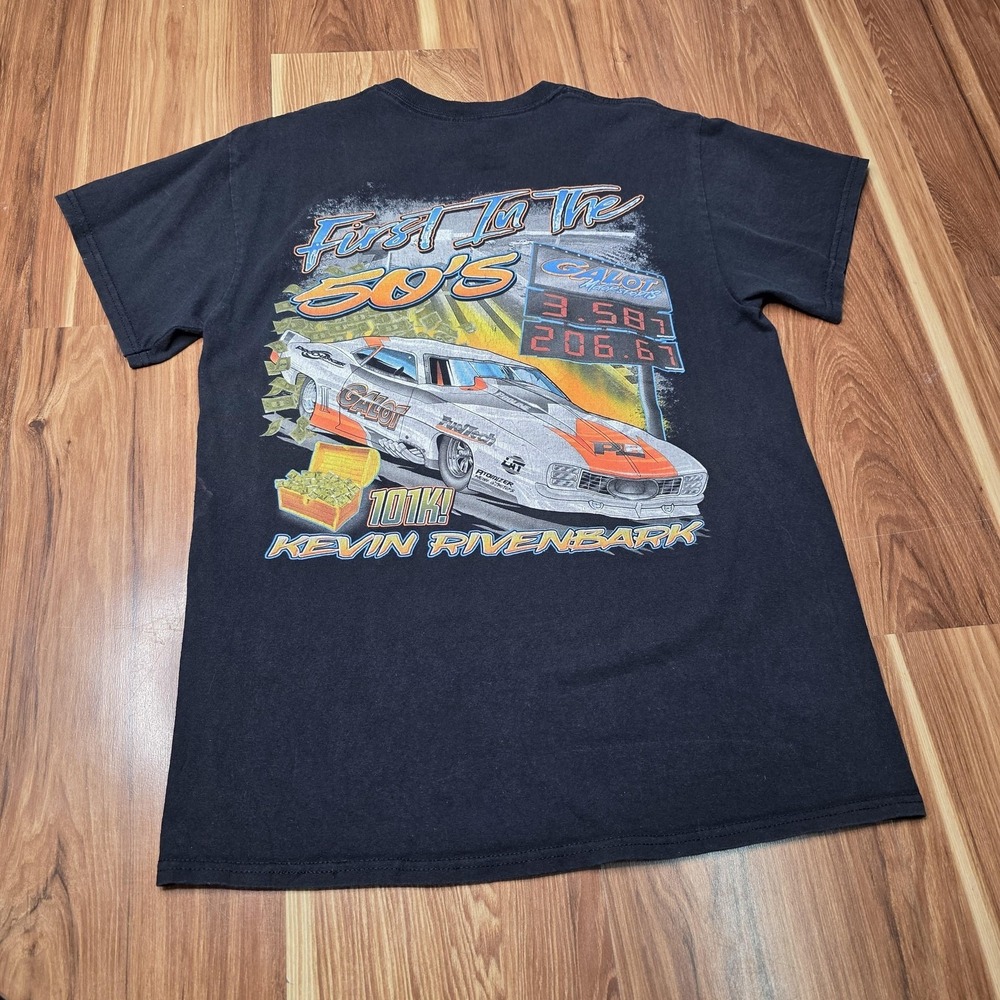 Galot Motorsports Shirt Mens Medium Black Drag Racing Kevin Rivenbark Gildan
